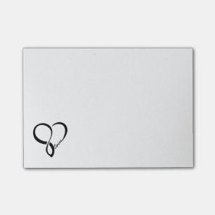 Notes de post-it noires de coeur d'amour