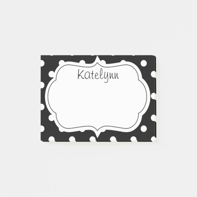 Notes de post-it noires et blanches de monogramme (Devant)