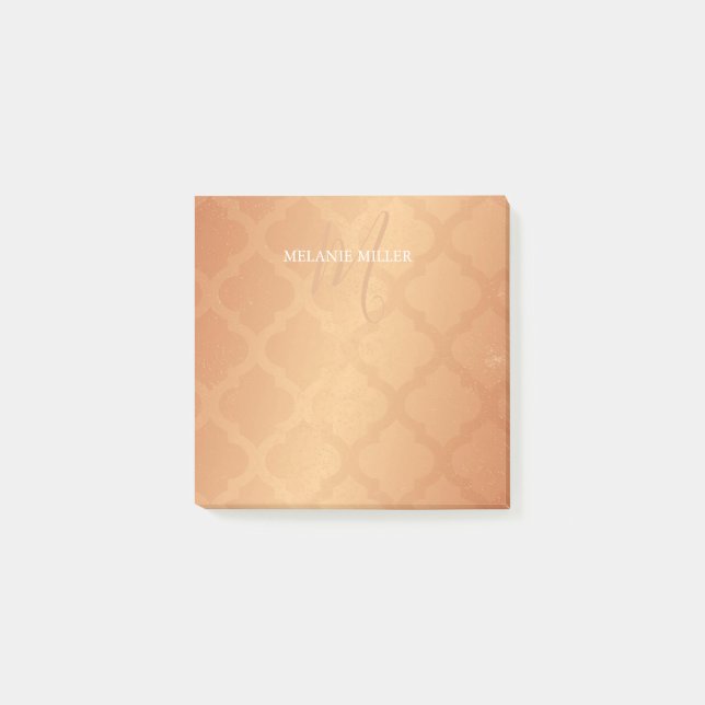 Notes de post-it - nom de cuivre d'initiale de (Devant)