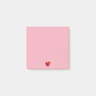 Notes de post-it rouges de rose de coeur de mode