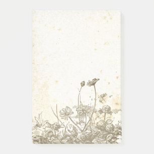 Notes de post-it sur le parchemin de Fleur sauvage
