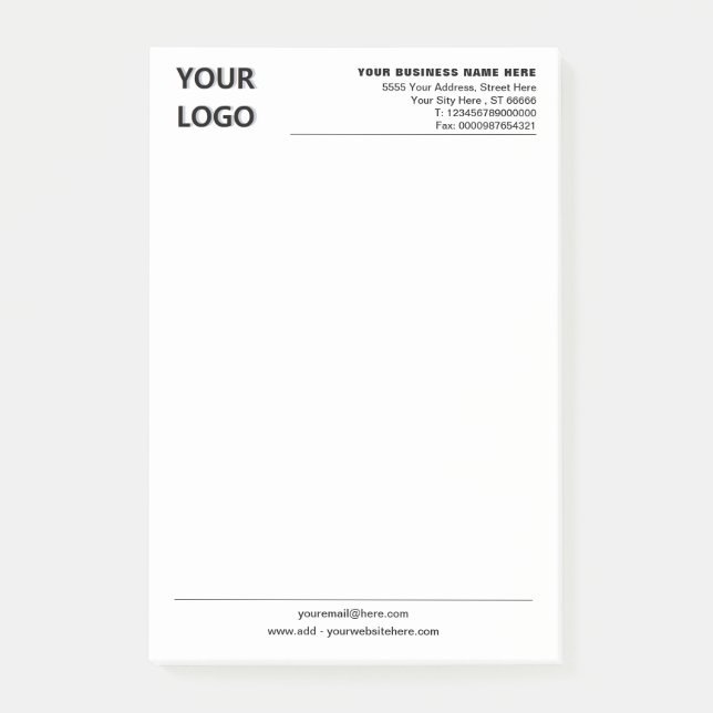 Notes de renseignements Post-it® avec logo d'entre (Devant)