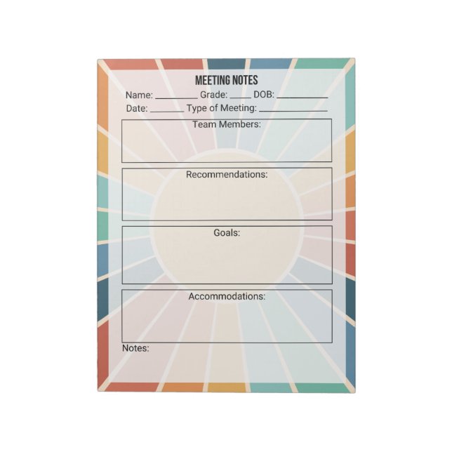 Notes de réunion Bloc-notes - Sun (Tourné)