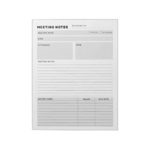 Notes de réunion personnalisables Bloc-notes du ge