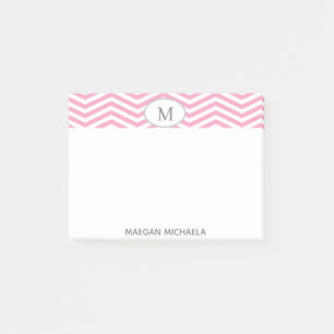 Notes du post-it Chevron rose et blanc PERSONNALIS