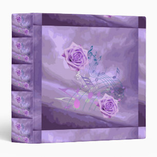 Notes et Roses de musique violet et rose Classeur