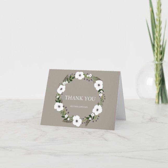 Notes florales de Merci de guirlande - taupe (Devant)