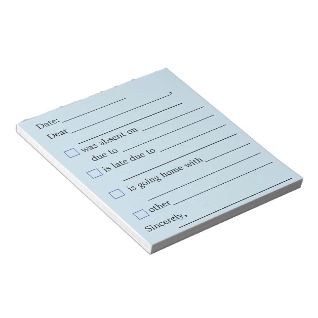 "Notes for the Teacher" Notepad (Angled)