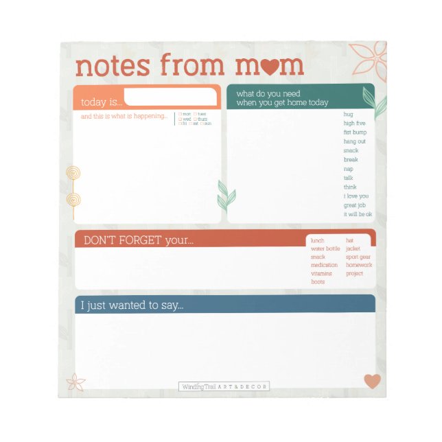 Notes From Mom Notepad (Front)