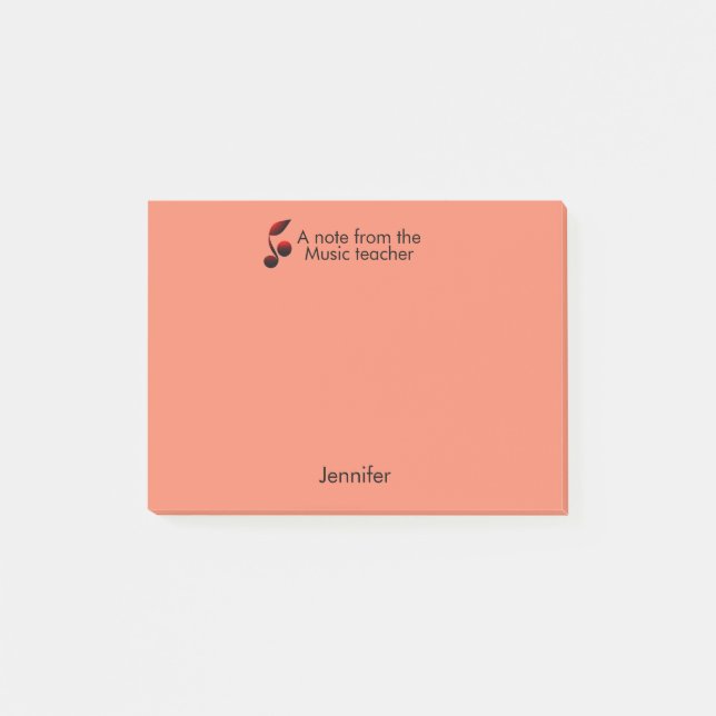 Notes from music teacher add name text music note (Front)