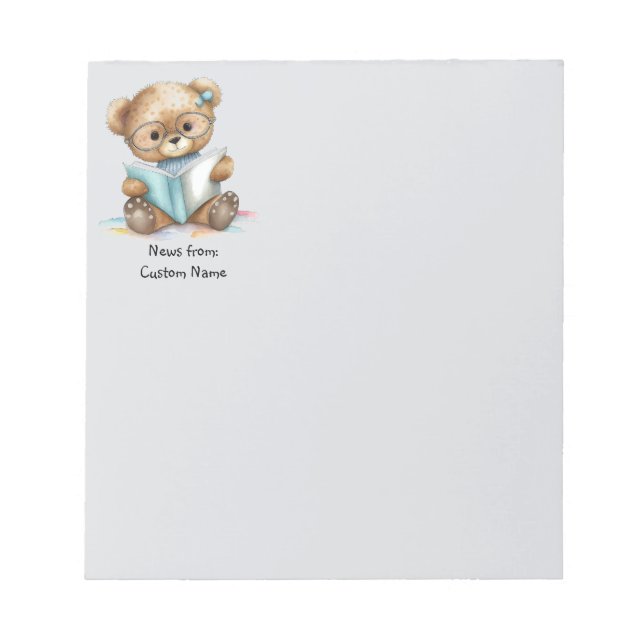 Notes From Watercolor Teddy Bear Reading Book  (Front)