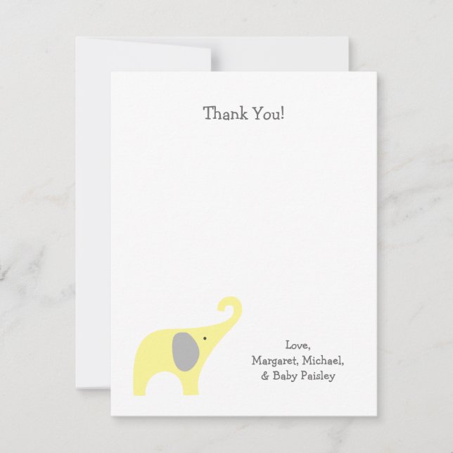 Notes grises jaunes de Merci de baby shower (Devant)