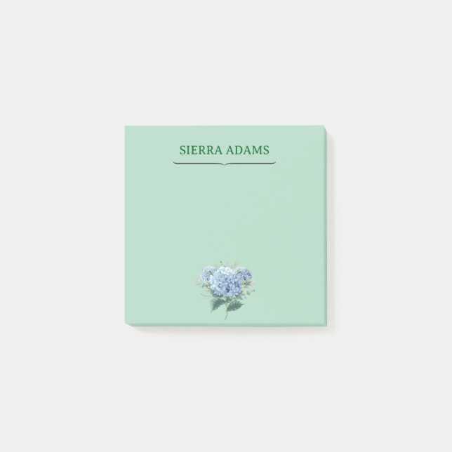 Notes – Hydrangea Floral on Mint Green (Front)