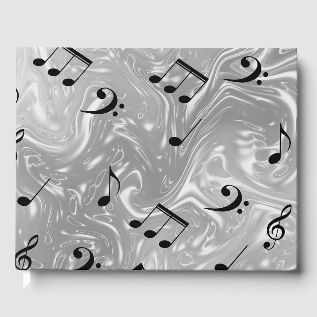 notes in silver Wedding guestbook, festive decor, Guest Book (Front)