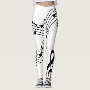 Notes musicales B&W Yoga Pilates Hot Pants Legging
