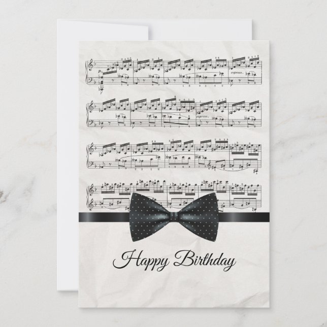 Notes musicales Bonne carte plat d'anniversaire (Devant)