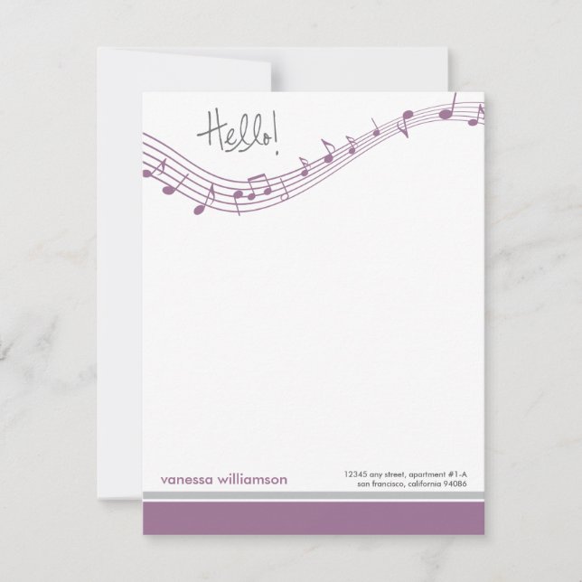 Notes musicales Cartes de notes plats personnalisé (Devant)
