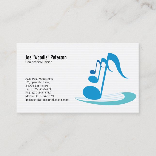 Notes musicales Cartes de visite (Devant)