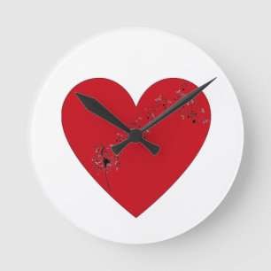 Notes musicales dans le coeur, horloge murale