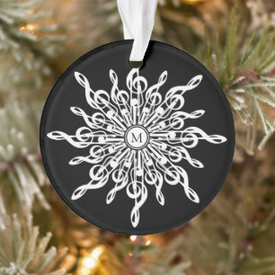 Notes musicales de flocon de neige noir et blanc M