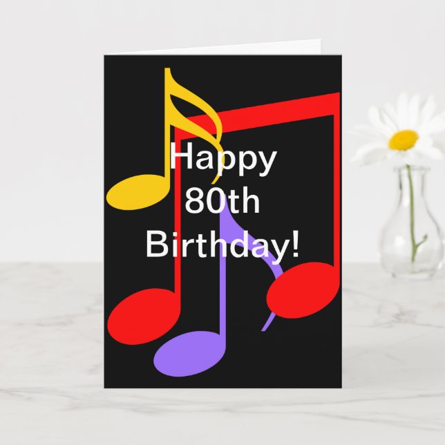 Notes musicales du 80e anniversaire Carte de voeux (Petite plante)