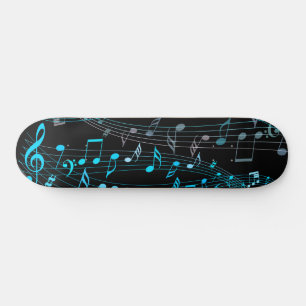 Notes musicales en noir et bleu Skateboard