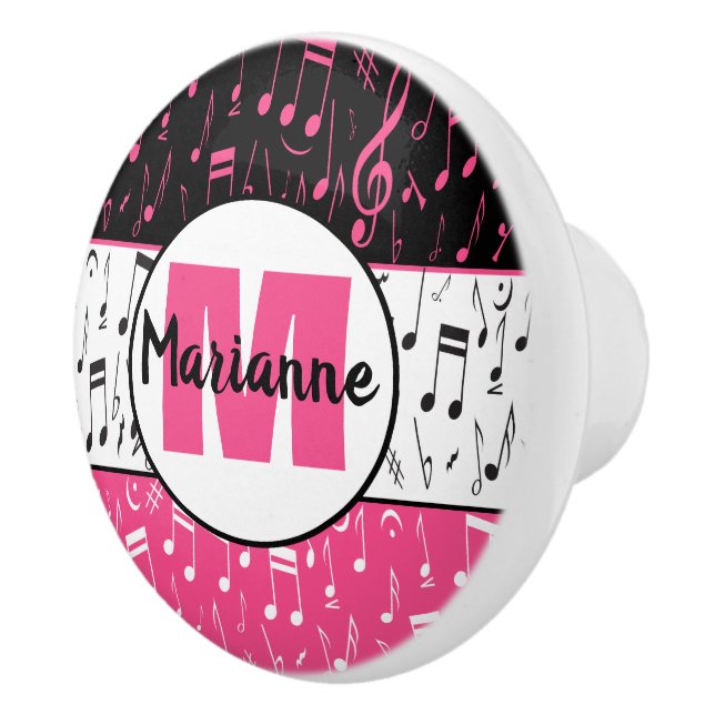 Notes musicales en noir rose et blanc bouton en cé (Droite)