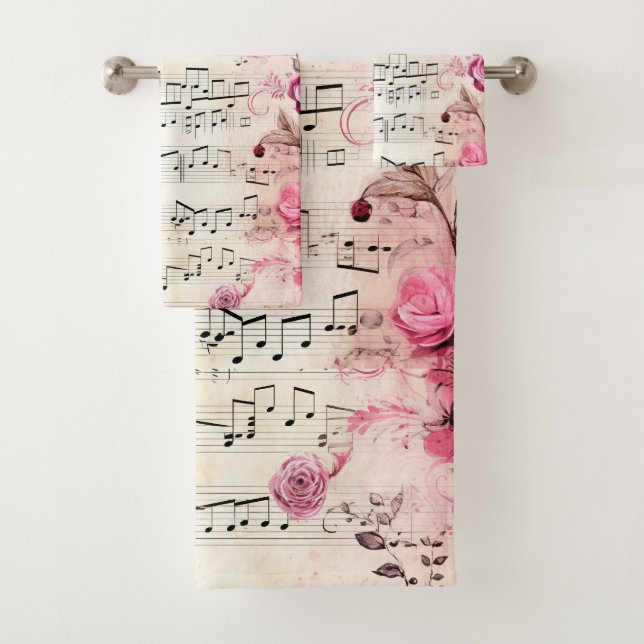 Notes musicales et design Vintage Rose (En situation)