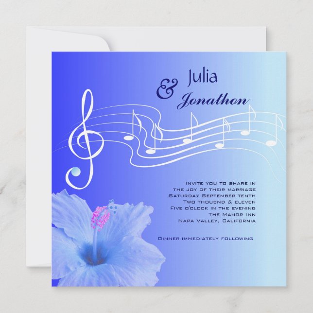 Notes musicales et Faire-part de mariage d'Hibiscu (Devant)