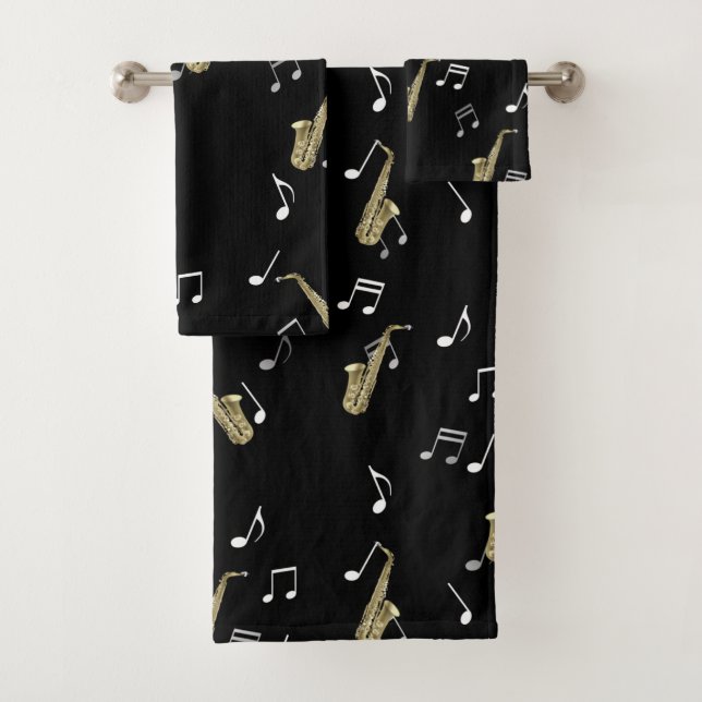 Notes musicales et saxophones Jazzy  (En situation)