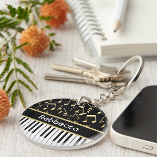 Notes musicales et touches de piano Noir et Or