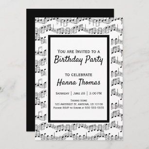 Notes musicales Invitation d'anniversaire musicale