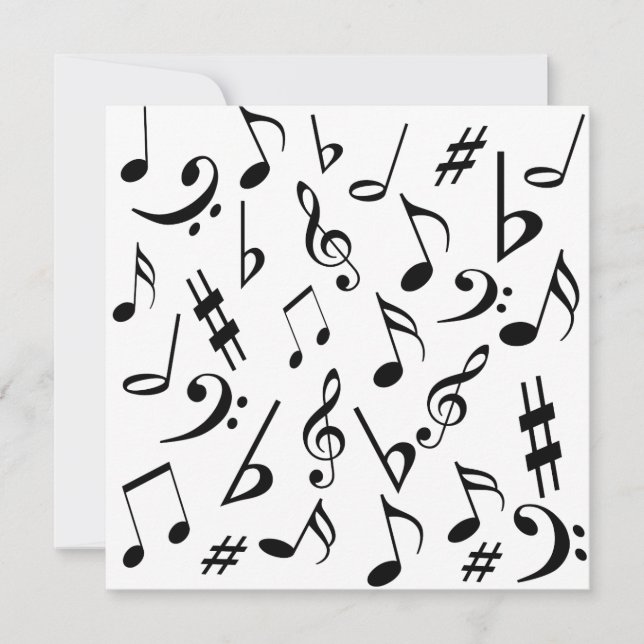 Notes musicales Invitation personnalisable Black W (Devant)