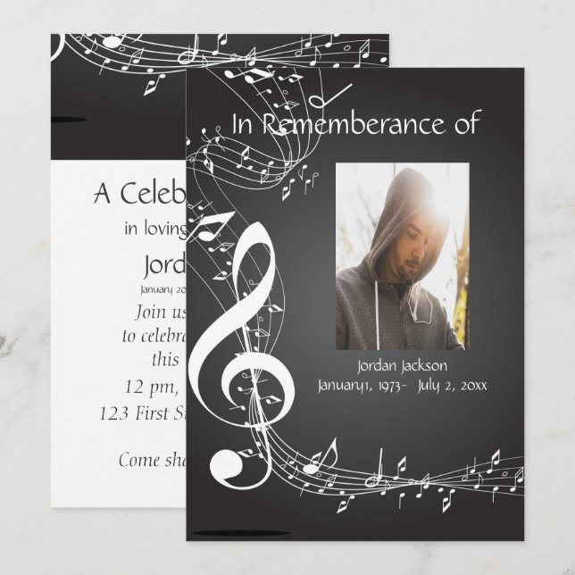 Notes musicales Invitations du service commémorati (Devant / Derrière)