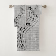 Notes musicales modernes en noir et blanc