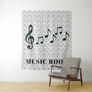 Notes musicales noires Design Tapisserie murale