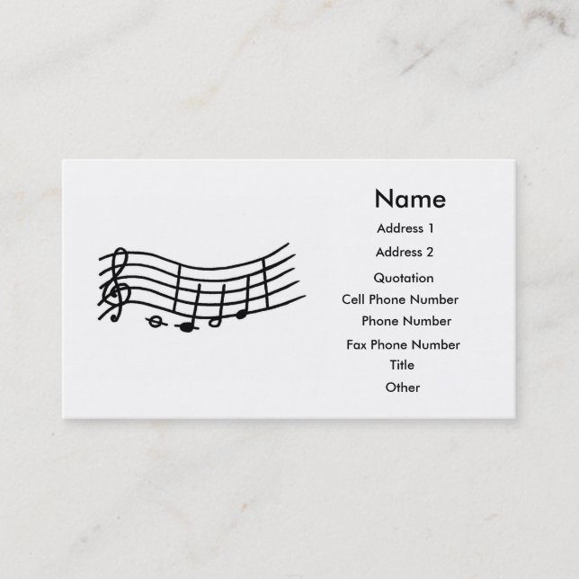 Notes musicales personnalisées et cartes de visite (Devant)