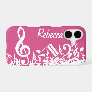 Notes musicales personnalisées Hot rose et blanc