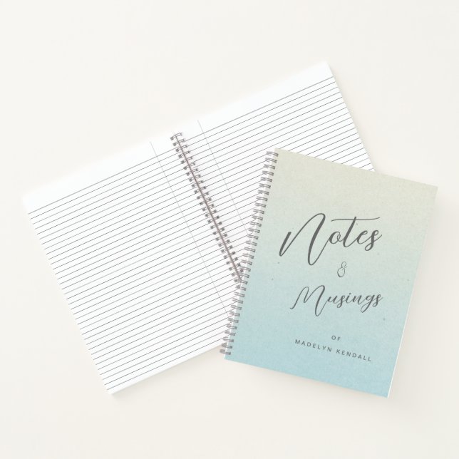 Notes & Musings Chic Script Monogram Gradient Blue Notebook (Inside)