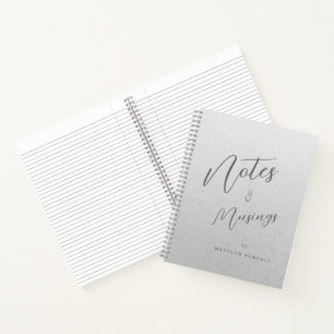 Notes & Musings Chic Script Monogram Gradient Grey Notebook