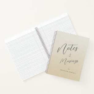 Notes & Musings Modern Script Monogram Golden Tan Notebook