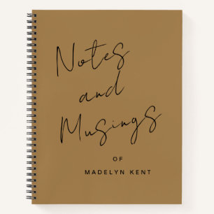 Notes & Musings Modern Script Personalized Gold Notebook