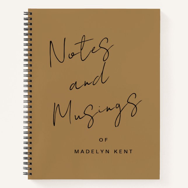 Notes & Musings Modern Script Personalized Gold Notebook (Front)