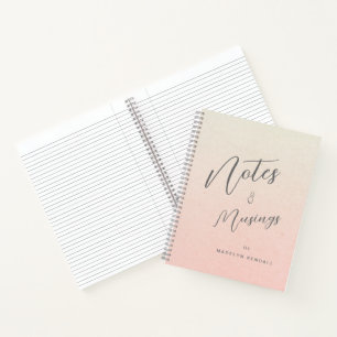 Notes & Musings Script Monogram Gradient Peach Notebook