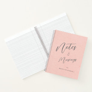 Notes & Musings Script Monogram Peach Pink Notebook
