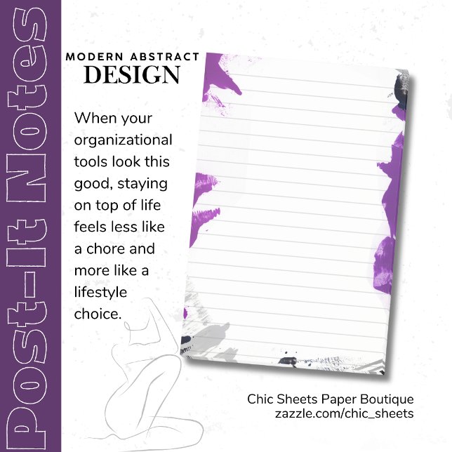 Notes Post-it® 3M Design Abstrait Noir & Violet (Créateur téléchargé)