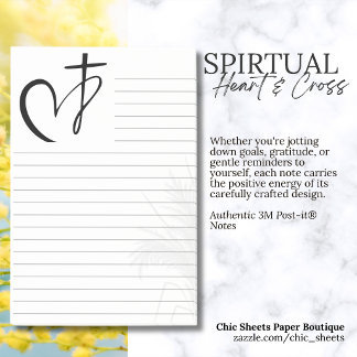 Notes Post-it® 3M lignées Croix & Cœur Spirituelle