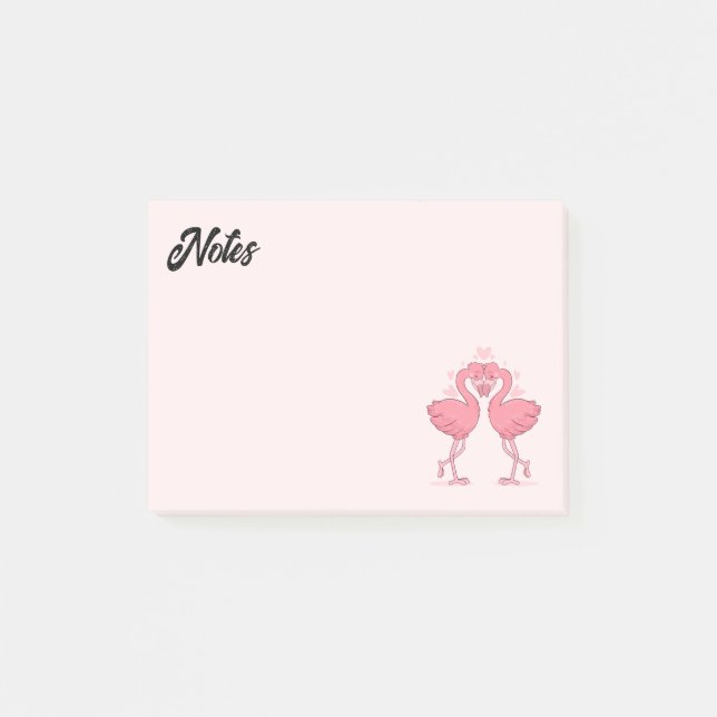 Notes Post-it d'amour de flamant rose (Devant)