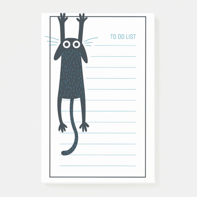Notes post-it de chat noir amusant (Devant)