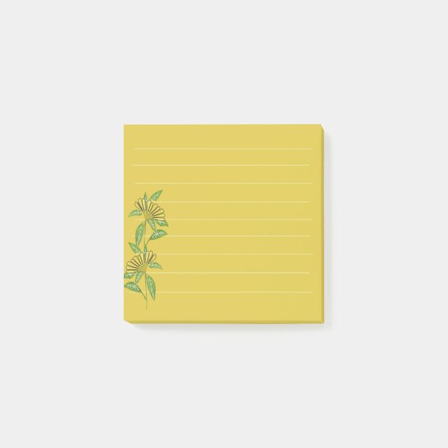 Notes post-it de fleurs jaunes (Devant)